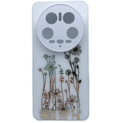 Чехол стеклянный Xiaomi 14 Lite Flowers, со стразами, цвет Белый