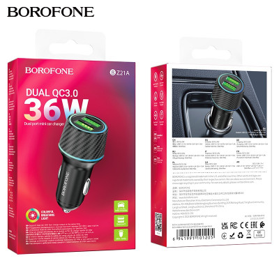 АКЦИЯ!!! АЗУ 2USB BOROFONE BZ21A QC3.0A, 36W, Black. Продается КРАТНО 3шт!!!
Выход: USB-A1+USB-A2=18W+18W=36W