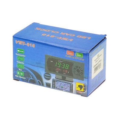 Часы автомобильные VST-815 с USB (температура, вольтметр)