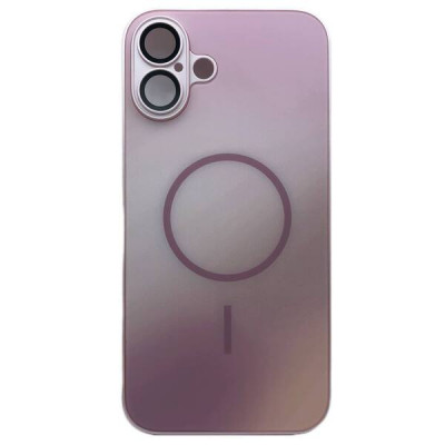 Чехол MagSafe IP 16 Plus Matte Glass - Gradient (с защитой камеры), цвет Розовый