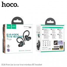 Гарнитура вакуумная Bluetooth Hoco EQ8 Black. Емкость аккумулятора: чехол для зарядки 500 мАч; гарнитура 40 мАч. Время использования: 7 часов; Время ожидания: 180 часов. Размер: 74х51,5х31 мм; Общий вес: 59,5 г. Конструкция над ухом, устойчивая и удобная 
