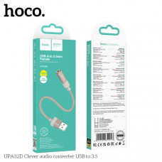 Аудио переходник AUX(AF)-USB(AM) HOCO UPA32D 15см, Gold