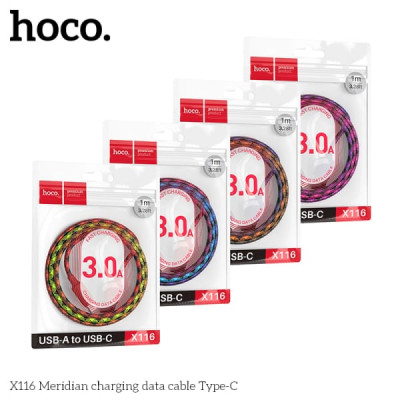 Кабель Type-C HOCO X116 1м, 3A, нейлон, gradient red