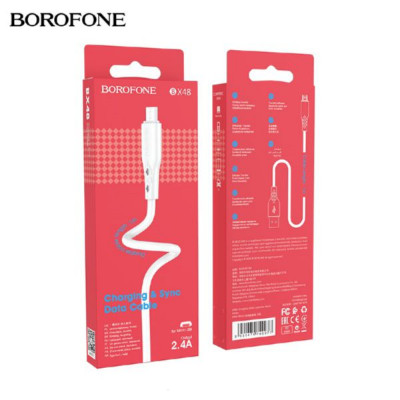 Кабель Micro USB BOROFONE BX48 1м, 2.4А, ПВХ, White АКЦИЯ!!! Кратно 20 шт!