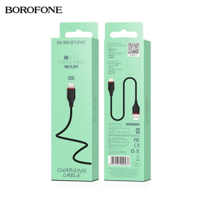 АКЦИЯ!!! Кабель Lightning BOROFONE BX17 1м, 2,4A, ПВХ, Black. Продается КРАТНО 20шт!!!