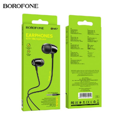 АКЦИЯ!!! Гарнитура вакуумная BOROFONE BM57 Black, кабель 1,2м. Продается КРАТНО 20шт!!!