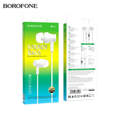 Гарнитура вакуумная BOROFONE BM67 White. АКЦИЯ!!! Кратно 20 шт!