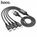 АКЦИЯ!!! Кабель универсальный HOCO X76 Type-C+Type-C+Lightning+Micro 1м, 2A, Black. Продается КРАТНО 3шт!!!