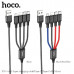 АКЦИЯ!!! Кабель универсальный HOCO X76 Type-C+Type-C+Lightning+Micro 1м, 2A, Black. Продается КРАТНО 3шт!!!