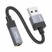 АКЦИЯ!!! Аудио переходник AUX (AF) - USB (AM) HOCO UPA32D 15см, Black. Продается КРАТНО 5шт!!!