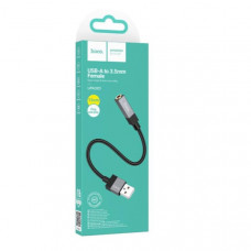 АКЦИЯ!!! Аудио переходник AUX (AF) - USB (AM) HOCO UPA32D 15см, Black. Продается КРАТНО 5шт!!!