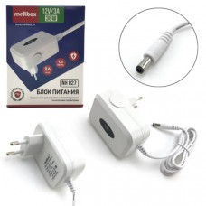 Блок питания Meltbox NH027 12V/3A (5,5х2,5), 36W, кабель 1,3м, белый корпус.  Материал ABS и PC пластик, защита от короткого замыкания.