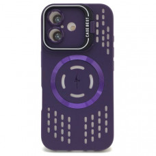 Чехол MagSafe iP 16 силиконовый с подставкой, перфорация, цвет Purple