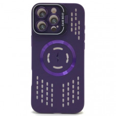 Чехол MagSafe iP 15 Pro силиконовый с подставкой, перфорация, цвет Purple