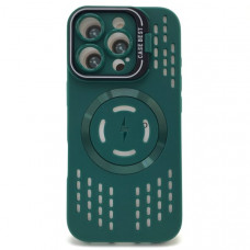 Чехол MagSafe iP 14 Pro силиконовый с подставкой, перфорация, цвет Dark Green