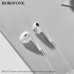 Гарнитура вкладыши BOROFONE BM100 White с микрофоном. Материал: ABS+TPE. Динамик:14мм. Длина: 1.2 м. Вес: 13г.