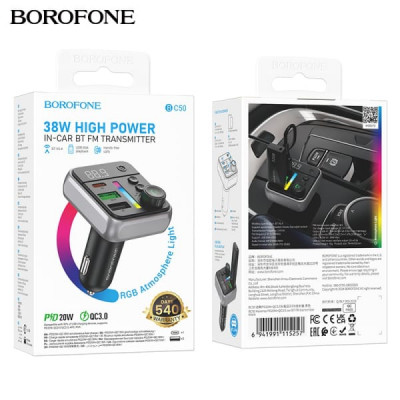 FM-Модулятор BOROFONE BC50 Ascenso PD20W+QC3.0 18W Black
Bluetooth 5.4, chip: JL. Выход USB-A для музыки: 5V/0.5A; USB-A 2:18W, USB-C: 20W. USB-A+USB-C=38W. ABS-пластик. Размер: 79х46х52мм. Вес: 40г.