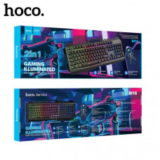 Набор игровой (проводная клавиатура + мышь) HOCO DI16 с подсветкой. Раскладка английский+русский. DPI 800-1200-1600. 104 клавиши. Предотвращение попадания воды.