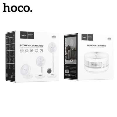 Вентилятор складной HOCO DF13 с ночником. Материал: ABS. Емкость аккумулятора 7200 mah. Номинальная мощность 8W. Время зарядки около 5 часов. Время работы 4-15 часов. ДУ 6 метров.