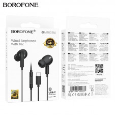 Гарнитура вакуумная BOROFONE BM100 Pro, аудио разъем Type-C, с микрофоном, Black. Материал: ABS+TPE. Динамик: 10мм. Длина кабеля: 1.2м.
