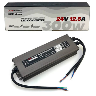 Блок питания Live-Power MG-24300 для светодиодной ленты IP67 Slim 24V 12,5A 300W