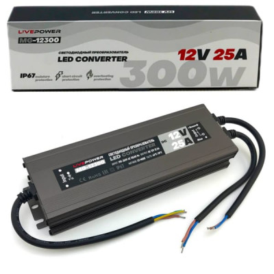 Блок питания Live-Power MG-12300 для светодиодной ленты IP67 Slim 12V 25A 300W