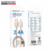 Кабель Lightning BOROFONE BX120 1м, 2.4A, нейлон, Gold