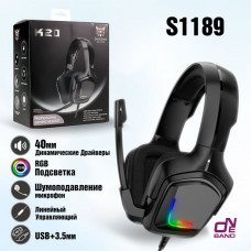 Гарнитура проводная полноразмерная игровая ONIKUMA K20 Black (RGB наушники 40мм, чувствительность 108 дБ, частота 20Hz-20КГц, микрофон полнонаправленный 38 дБ, длина провода 2,2м, разъем USB+3.5мм)