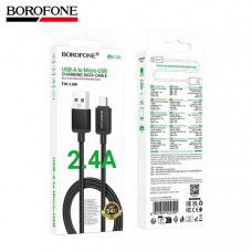 Кабель Micro USB BOROFONE BX120 1м, 2.4A, нейлон, Black АКЦИЯ!!! Кратно 30 шт! 69045