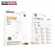 СЗУ-USB-C (Type-C)-Type-C BOROFONE BA103A 1м, PD20W, White