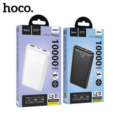 Внешний аккумулятор 10000 mAh 37 W HOCO DB90 Brilliant White. Размер 68,5х16,2х140,6мм. Вес 223,7г.