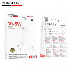 СЗУ-USB Lightning BOROFONE BA101A Pudding 1м, 2.1A, White.