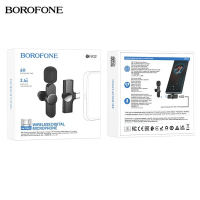 Микрофон беспроводной петличный BOROFONE BFK12, разъем Type-C
Кнопочная батарея емкостью 70 мАч. Размер: микрофон 60х22.8х27.7 мм, приемник 44.5х27х9.6 мм. Вес: 14 г. Совместим с большинством мобильных телефонов Type-C