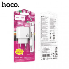 СЗУ-USB-USB-C (Type-C)-Lightning HOCO CS54A Surplus PD20W+QC3.0 18W, White