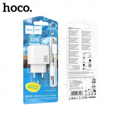 СЗУ-USB-USB-C (Type-C)-Type-C HOCO CS55A Surplus PD30W+QC3.0 18W, White