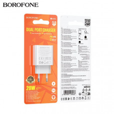СЗУ-USB-USB-C BOROFONE BA88A Navy PD20W+QC3.0 18W, White