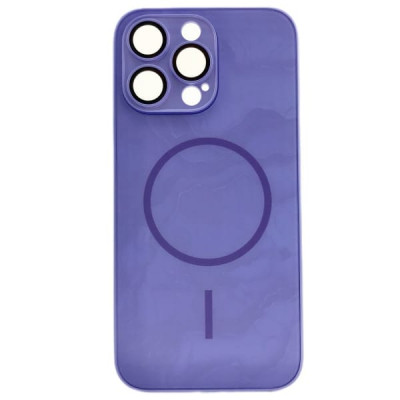 Чехол MagSafe IP 16 Pro Max Matte Glass - Marble (с защитой камеры), цвет Сиреневый