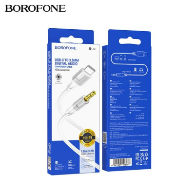 Аудио переходник Type-C(AM)-Jack3,5(AM) Borofone BL19 1м, TPE, White
