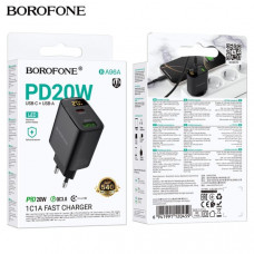 СЗУ-USB-USB-C BOROFONE BA96A PD20W+QC3.0 18W, Black с цифровым дисплеем.
