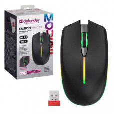 Мышь беспроводная DEFENDER Fusion MM-283, 4кн, 2.4G+BT, кабель USB-Type-C для зардки встроенного акб 500мАч, 800/1200/1600/3200 dpi, радуж, черный (1/36)