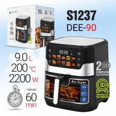 Аэрогриль Deespi  DEE-90 2х спиральный 2200W, 9л, таймер на-60 мин, 12 режимов, температура 80-220 гр, антипригарное покрытие.