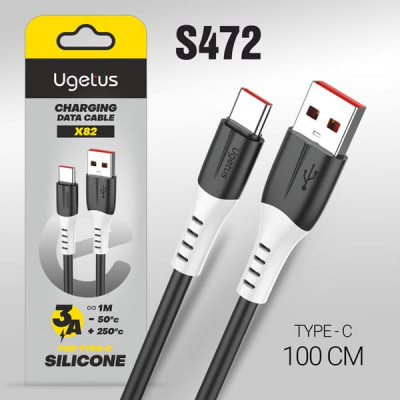 Кабель Type-C Ugelus X82 1м, 5A, силикон, Black