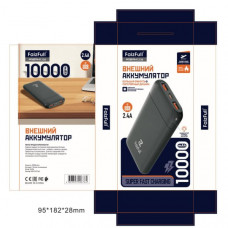 Внешний аккумулятор 10000 mAh FaizFull FL136 2.4A, Black. Заряжает при помощи выхода Type-C. Индикатор заряда. 2USB.