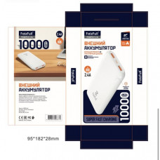 Внешний аккумулятор 10000 mAh FaizFull FL136 2.4A, White. Заряжает при помощи выхода Type-C. Индикатор заряда. 2USB.