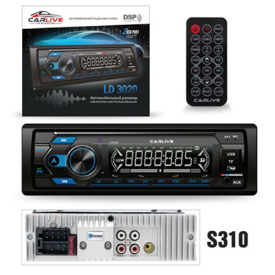 Автомагнитола 1DIN CarLive LD3020 LED.2USB.BT.TF.FM.ISO.7RGB.4RCA.Поддержка MP3, WMA, ID3. LCD-дисплей 7 цветов. Макс. вых.мощность 4х60Вт. Поддерживает мобильные приложения, голосовой помощник. Пульт.