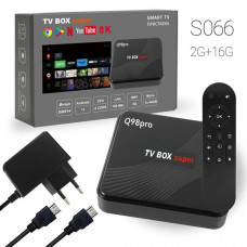 Приставка TV BOX Android Q98pro 42G+16G Amlogic S905Y4. Wifi 5G/ MicroSD до 64Гб. LAN 100Mb. CPU 4 CORE. В комплекте: приставка, пульт, кабель HDMI, адаптер питания, инструкция.