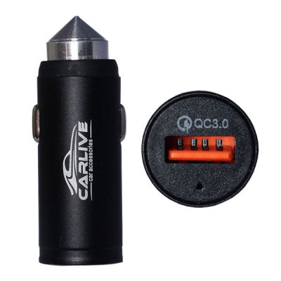 АЗУ USB CARLIVE Carlive CR26 QC3.0 5V/3A, Black, в блистере