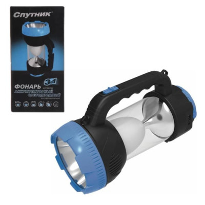 Фонарь ручной Спутник AFC900-5W 3в1 светодиодный. 1LEDх5Вт, 32 SMD LEDх0,2Вт. Питание аккумулятор 1600 mAh 4V. Сеть 220В, 50-60Гц. 2 режима+1 прожектор. Заряжается от сети и солнечной батареи. USB-разъем для заряда мобильных устройств. Время заряда 12ч. В