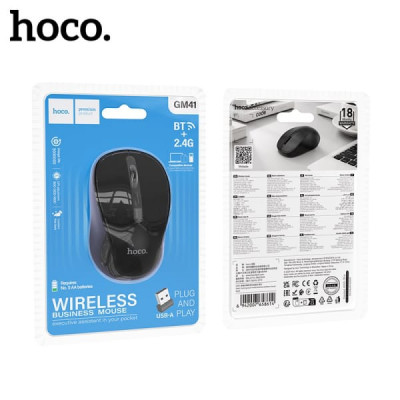 Мышь беспроводная HOCO GM41 Black. Метод подключения: 2.4G/Bluetooth (3.0+5.2)
DPI: 800-1200-1600 (CPI: 800-1200-1600). Количество кнопок: 4.
