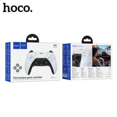 Геймпад беспроводной HOCO GA1 Phoenix PS4 Black/White. Емкость аккумулятора: 800 мАч; Время использования: 8 часов. Поддержка функций 3D-датчика ускорения и гироскопа, функция вибрации двойного двигателя. Поддержка стереоразъема 3,5 мм для подключения нау